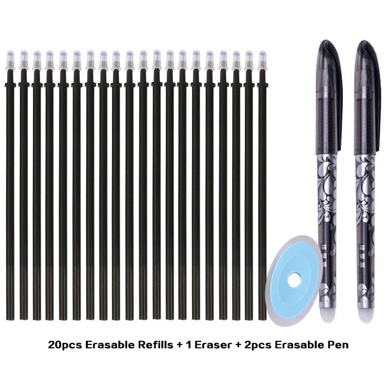 Löschbares Gelstift-Set, 2 Stück löschbare Stiftminen mit 20 löschbaren Stiftnissen und 1 Radiergummi – Detail 4