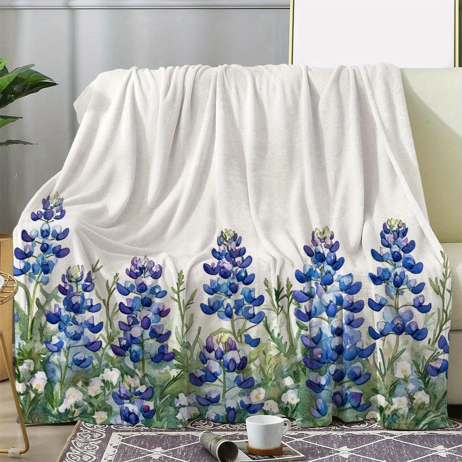 

1pc Vintage Floral Print Flannel Blanket – Soft, Cozy & Lightweight Throw for Sofa, Bed, Car, Office, Camping & Travel – All