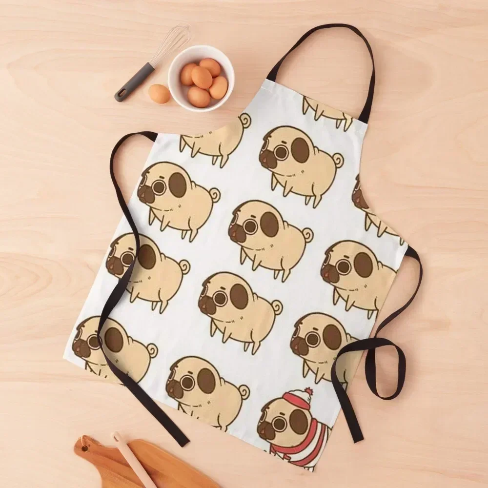 

Pug Dog Art Pugs puppy funny cute dogs I love Pugs Apron Chef Uniform Kitchen Apron
