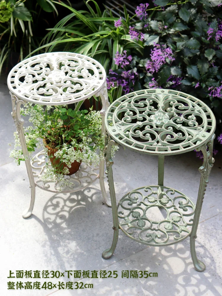 Balcony Flower Stand Living Room Scindapsus Stool Outdoor Garden Terrace Double-Layer Storage Rack