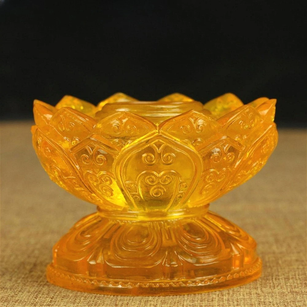 2026 Golden Colored Liuli Base With Eight Auspicious Pattern Large Size Prayer Wheel Statue Stand