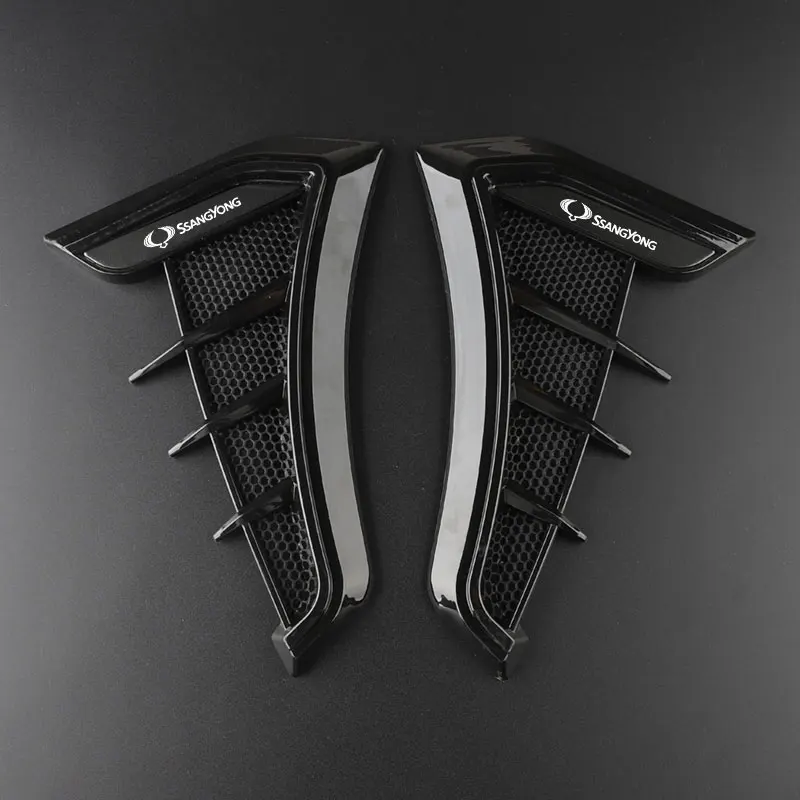 Carbon Black Car Fender Side Vents Air Flow Intake Hole Grille Sticker Cover For Ssangyong Actyon Sport Korando Rexton Kyron Car