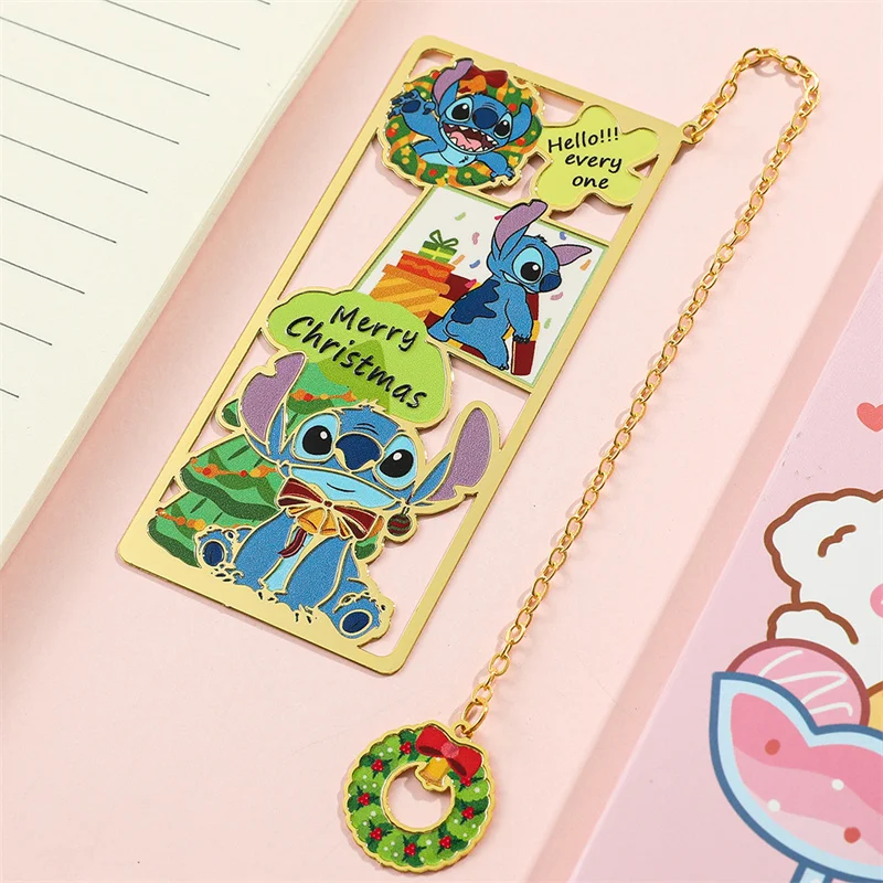 6pcs/lot Kawaii Christmas Disney Stitch Bookmark Cute Metal Pendant Stationery Label Office School Supplies