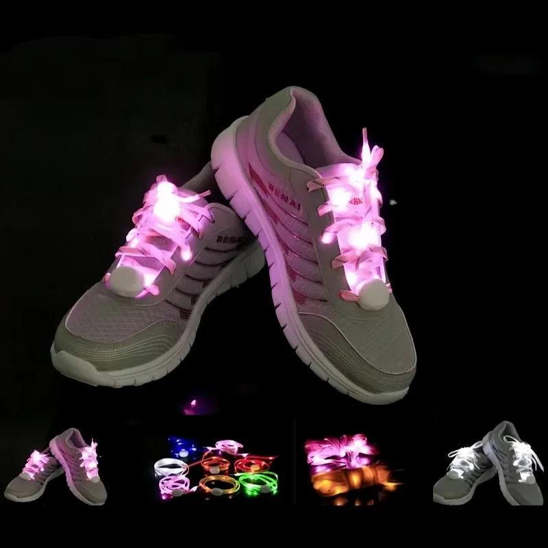 Cadarços de sapato brilhantes de led, tiras de nylon de alto brilho, cadarços leves multicoloridos, corrida noturna, festival, rave, performance de palco