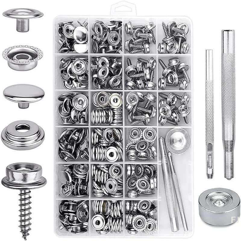 [YU]323Pcs DIY Cover Canvas Snap Kit Marine Grade Stainless Steel Canvas Snap Set With Material Hole Punch And Setting Tools