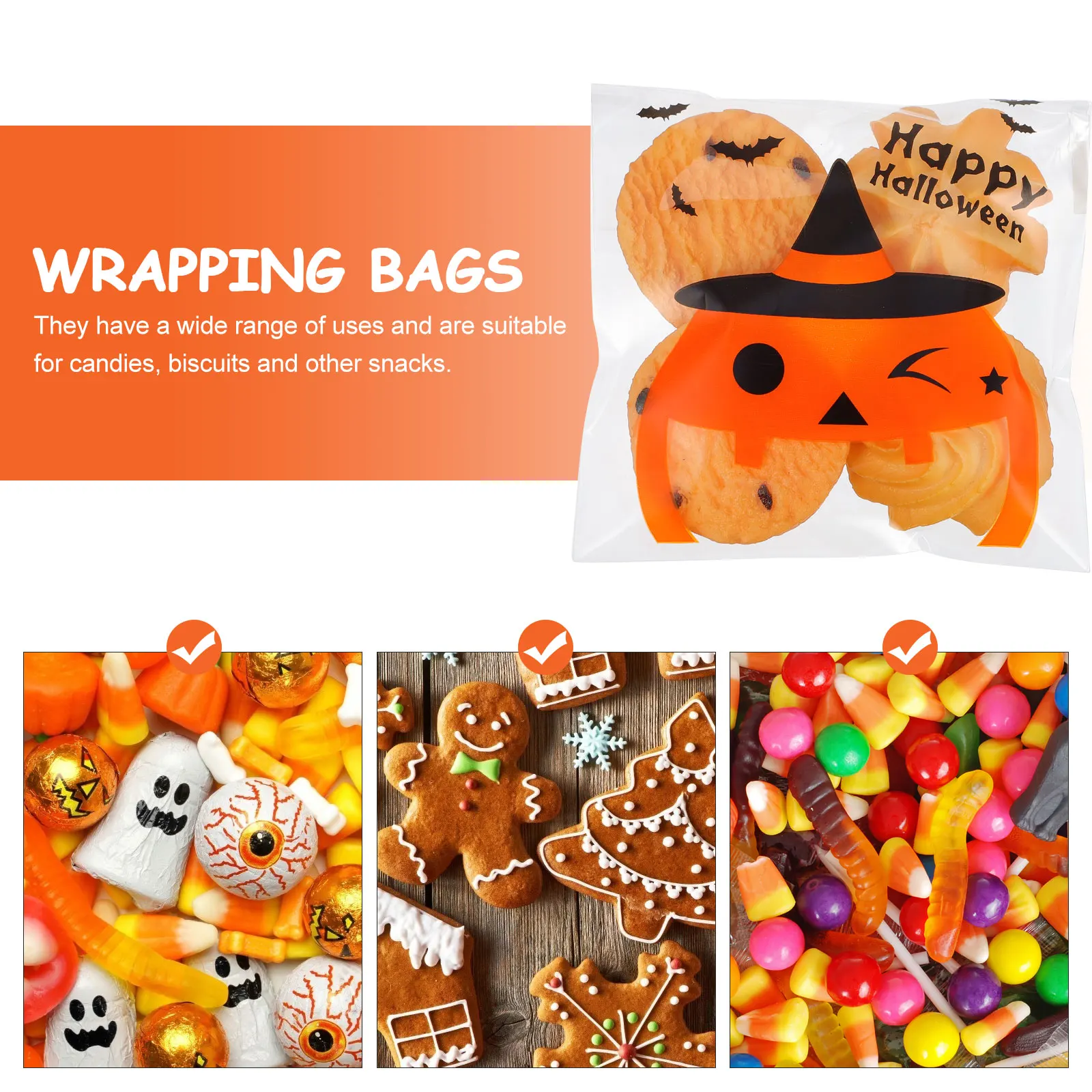 

Candy Self-adhesive Bag Biscuit Pouches Bags Creative Halloween Portable Wrapping