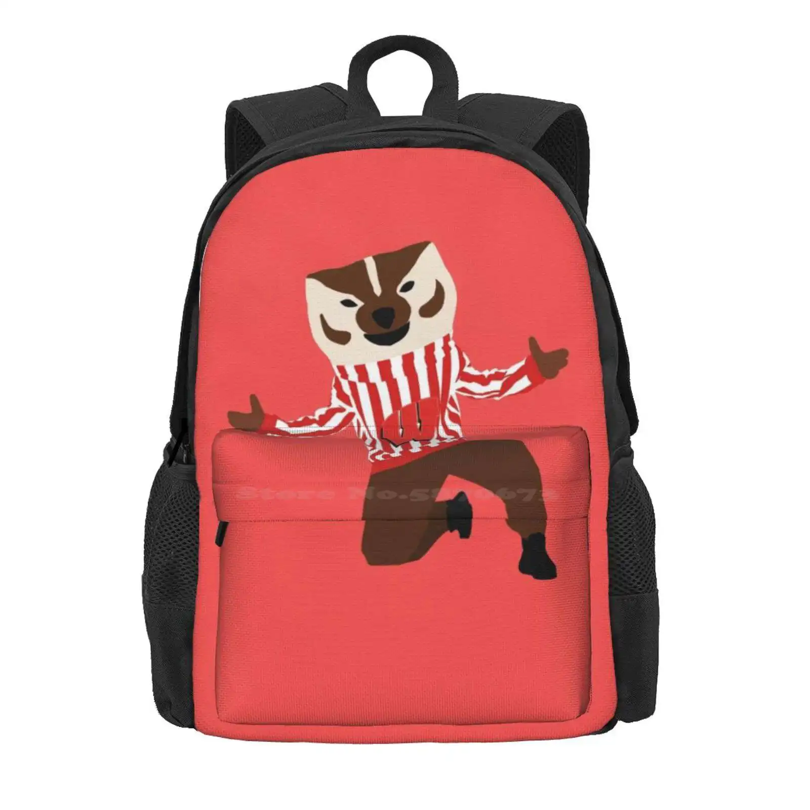 Bucky Badger - University Of Wisconsin Hot Sale Schoolbag Backpack Fashion Bags University Of Wisconsin Bucky Badger Jump