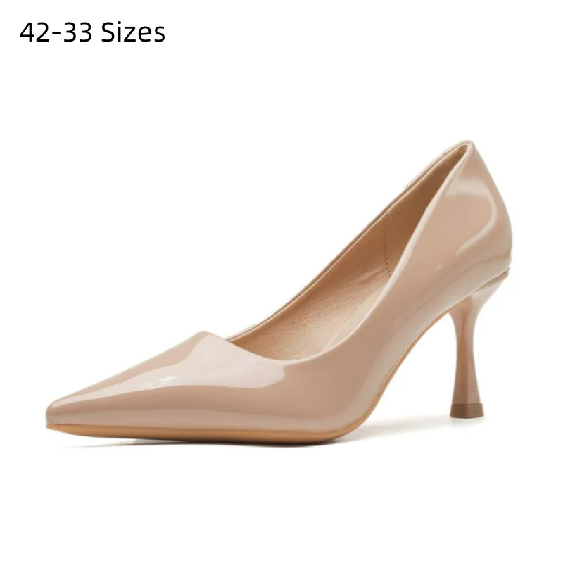 

Lady Sexy Thin Heels Pumps 5/7/9cm Pointy Tip Stilettos Patent Leather Nude Slip-On 33 36 41 9 42 Beige Black New Arrivals 2025