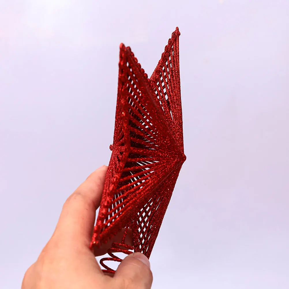

Glitter Star Topper for Christmas Tree Vintage Red Treetop Ornaments Toppers Metal Xmas Decorations Holiday Party DIY