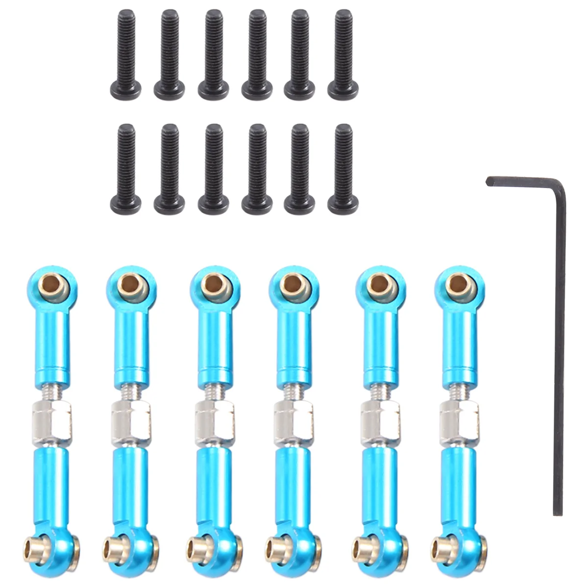 6Pcs Adjustable Metal Linkage Pull Rod Front /Rear Servo Link for A949 A959 A969 A979 K929 RC Car Upgrade Spare,Blue