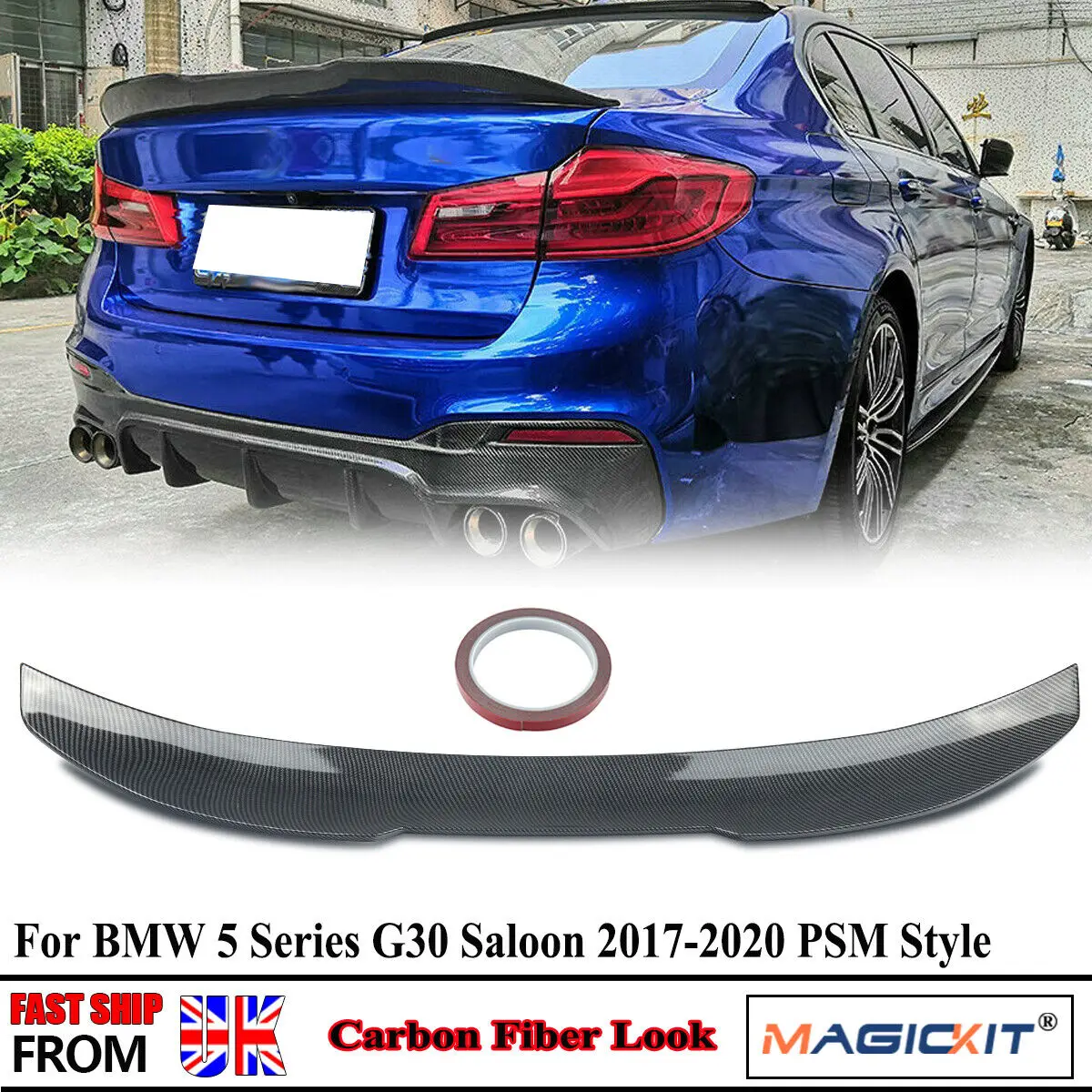 

FOR BMW 5 SERIES G30 REAR TRUNK LID BOOT SPOILER F90 518d 520i 530e 540i 2017 2018 2019 2020 PSM STYLE CARBON LOOK Tail Spoiler
