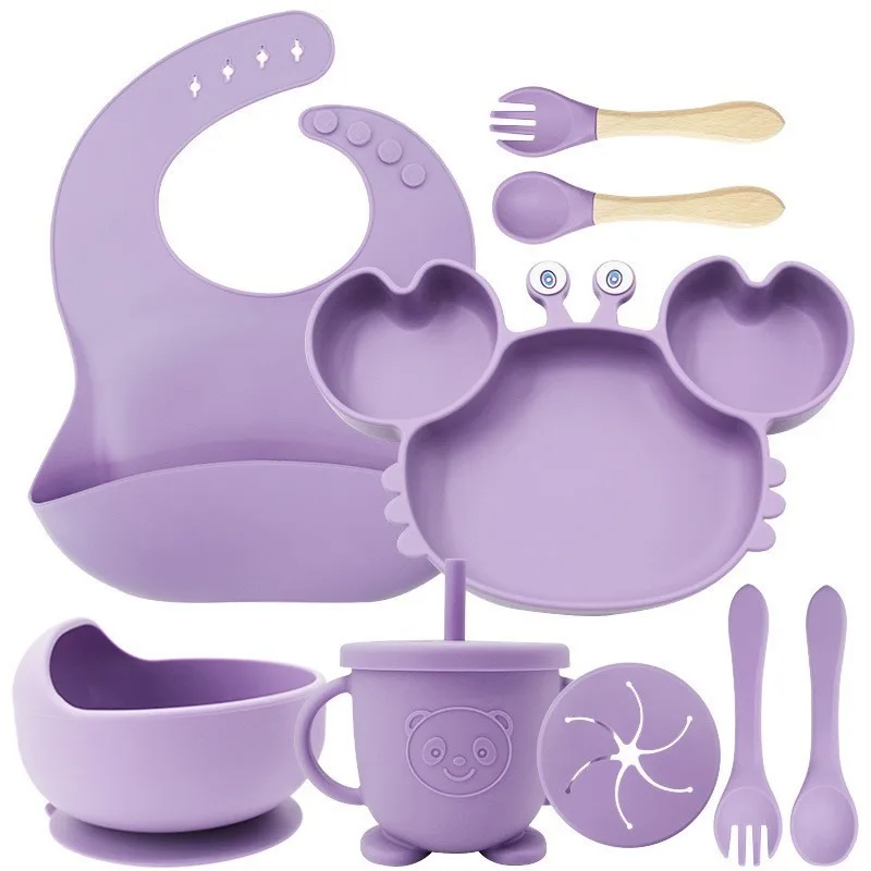 set-di-stoviglie-per-bambini-in-silicone-9-pezzi-senza-bpa-lavabile-in-lavastoviglie-e-utilizzabile-in-microonde-con-piatto-a-forma-di-granchio-ciotola-cucchiaio-e-forchetta
