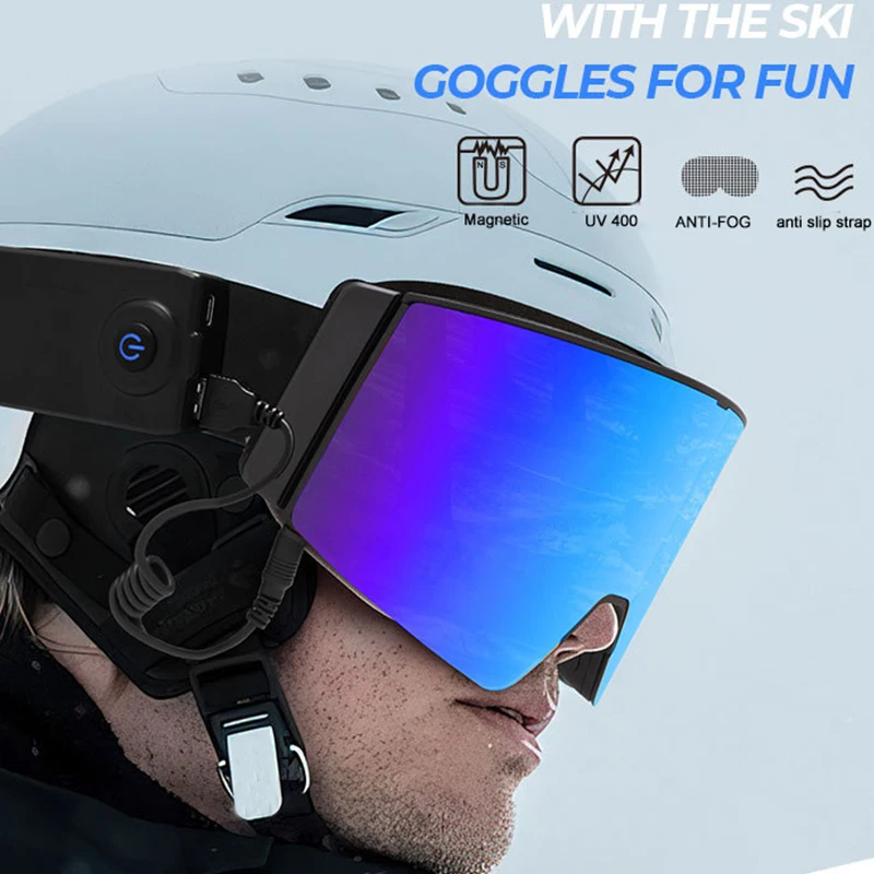 Magnetic Snow Goggles Battery Power Electrically Heated Ski Goggles