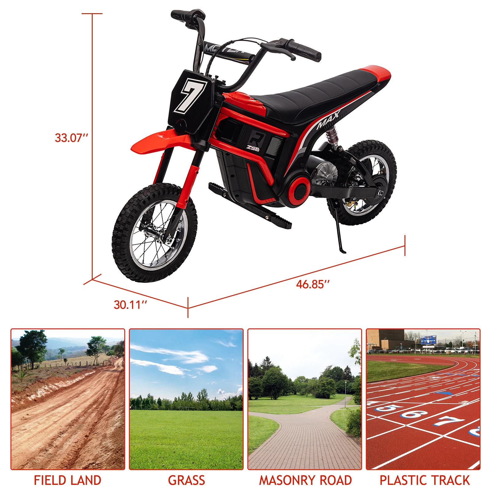 Bici da cross elettrica, moto elettrica da 350 W fino a 14,29 MPH, modalità 3 velocità Moto per bambini dai 3 ai 10 anni