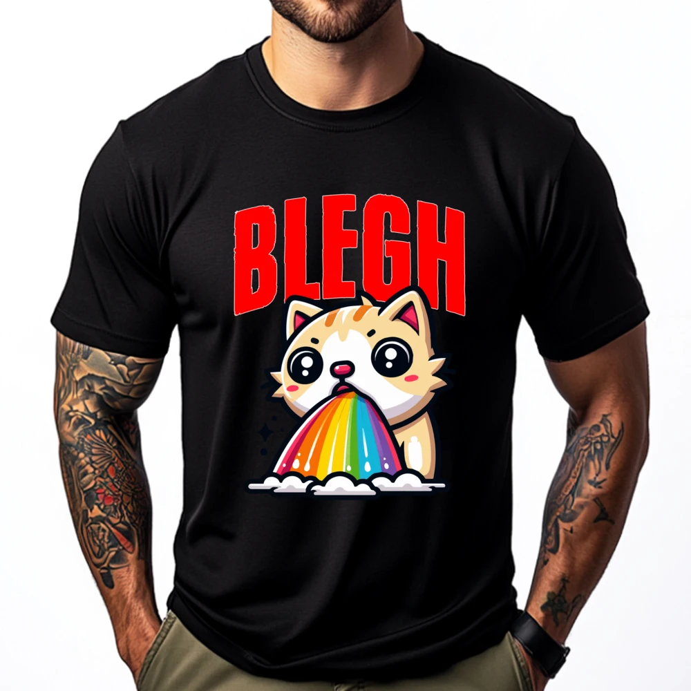 Blegh Cat Metalcore Deathcore Fans Funny Shirts Oversize Man Valentine's Day Gift T-Shirts Men