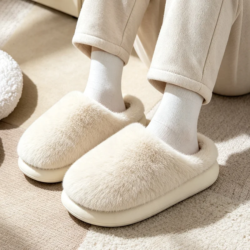 Flauschige Fell-Hausschuhe für Damen Winter 2026 Leichte Rutschfeste Dicksohlige Plüsch-Hausschuhe Warme Plüsch-Slipper für Paare