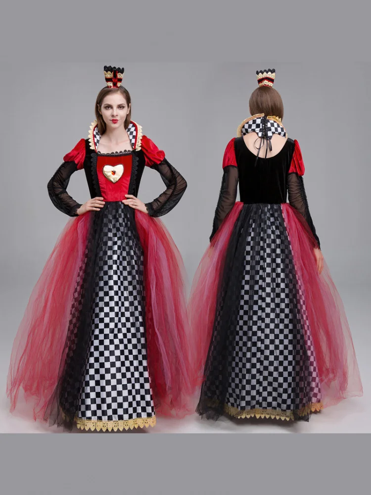 

loween Cosplay Heart Queen Alice in Wonderland Red Queen Costume Performance Clothes Game Clothes High Waist Polyester Skirt