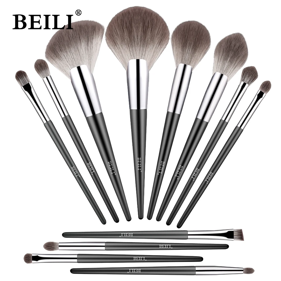 BEILI 12 pcs High quality Professional Makeup Brushes Set Synthetic Eyeshadow Eyebrow Eyeliner Foundation Blush Powder