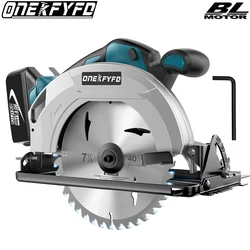 ONEKFYFD 7 Inch Brushless Electric Circular Saw Cordless Efficient Woodworking Cutting Power Tools For 18V Lithium-Ion Battery