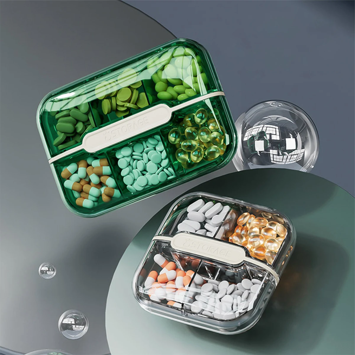 High transparency moisture-proof and dust-proof portable pill storage box, mini outdoor travel small pill box