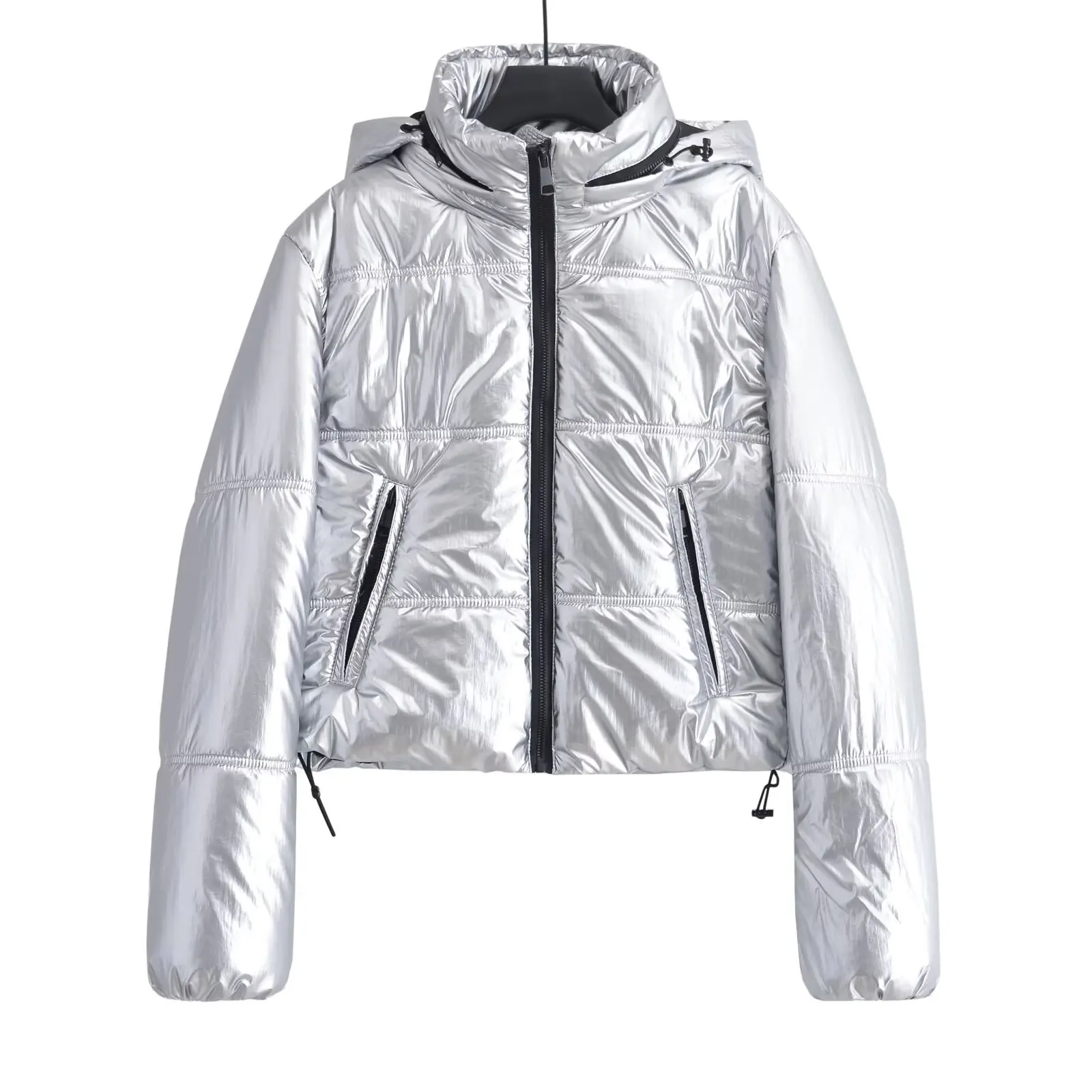 

Women's fashion metallic cotton jacket with hood NLZ9