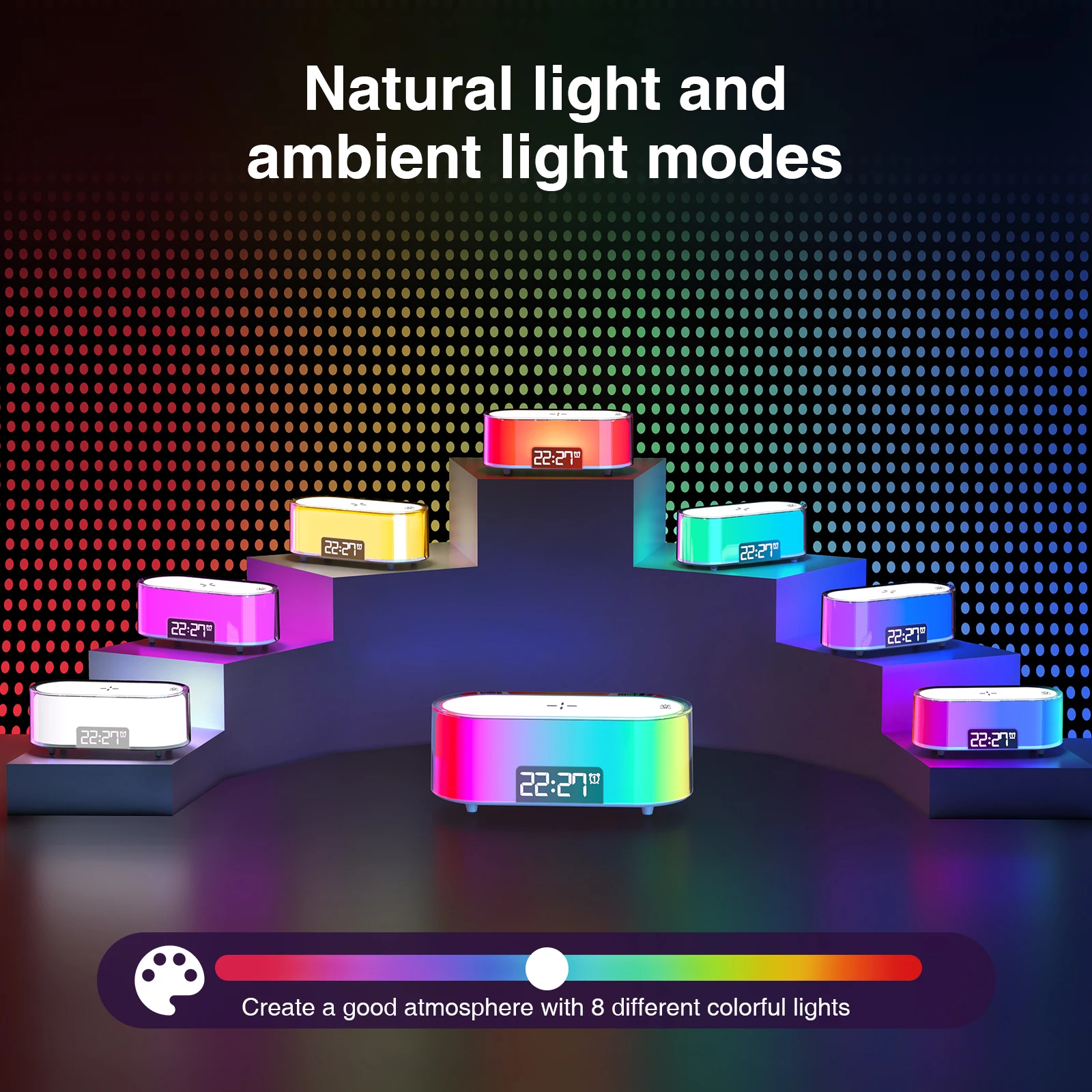 COLSUR S01T Night Lights LED Sunrise Alarm Clock Wireless Charging Natural Sounds Sleep Aid Snooze Bedroom Room Decor Lamp