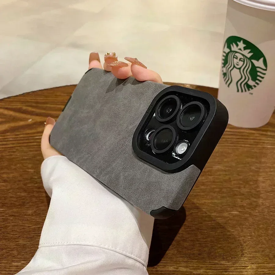 Luxury Matte Soft Leather Case For iPhone 15 14 Plus 13 12 Mini 11 Pro Max Shockproof Silicone Shell X XR 7 8Plus SE Back Cover