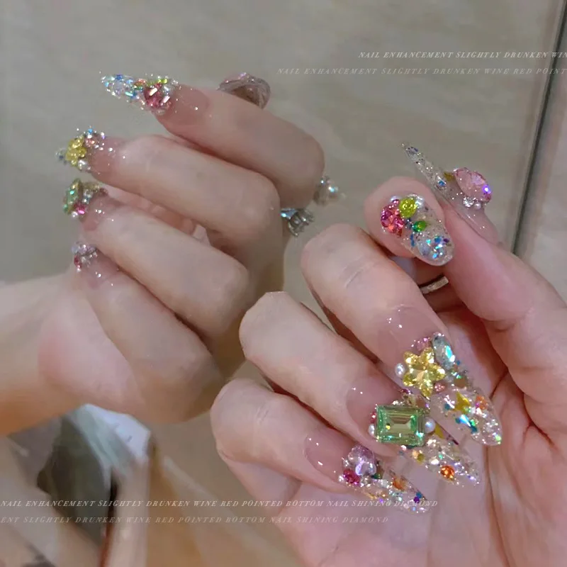 Gemischte Trendige Candy-Soda Spitzrückseitige Nagelrhinestones Kristall Bunte Herz-Candy Unregelmäßige Nageldiamanten Großhandel 6-14mm – Detail 1