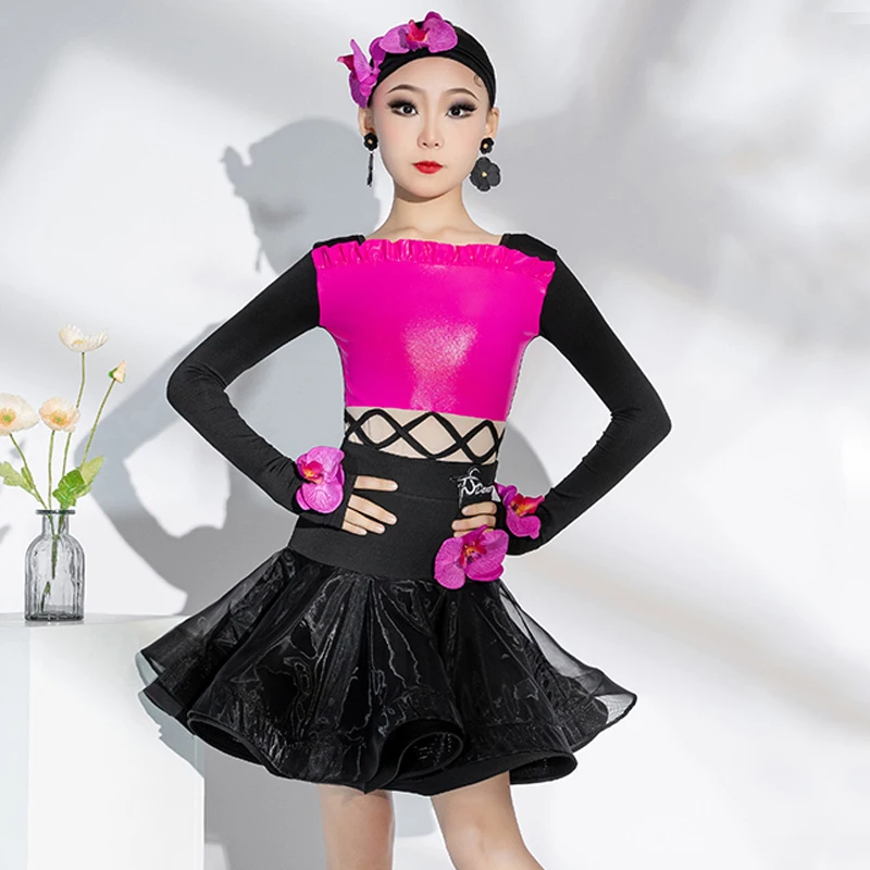 

Модное платье для соревнований по латинским танцам для девочек, танцевальная одежда для выступлений, детский костюм для бальных танцев в стиле самба SL9901