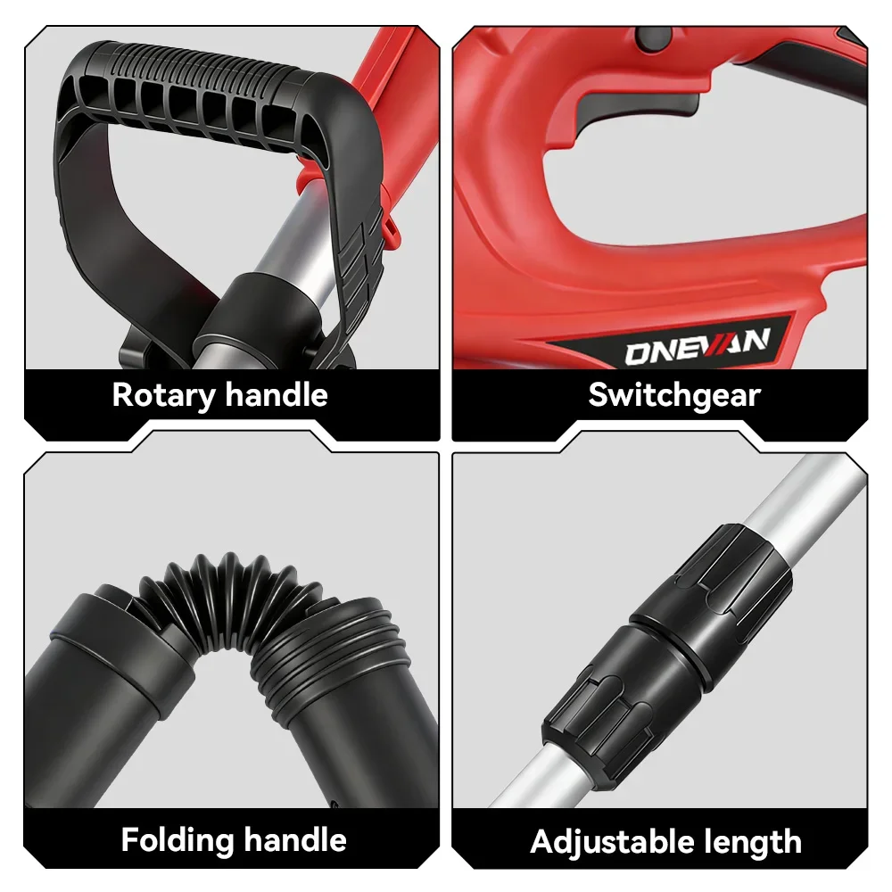ONEVAN 36000RPM Bürstenloser Elektrischer Rasenmäher 10 Zoll Kabelloser Garten-Rasentrimmer Schneidwerkzeug für Makita 18V Akku – Detail 6