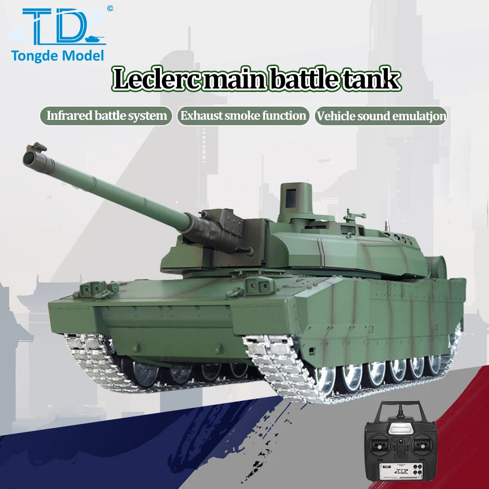 Tongde RC Tank 1/16 H2408 Leclerc Battle Tank RTR Infrared System BB Shooting 320 degrees 2.4GHZ Remote Controlled Toys Model