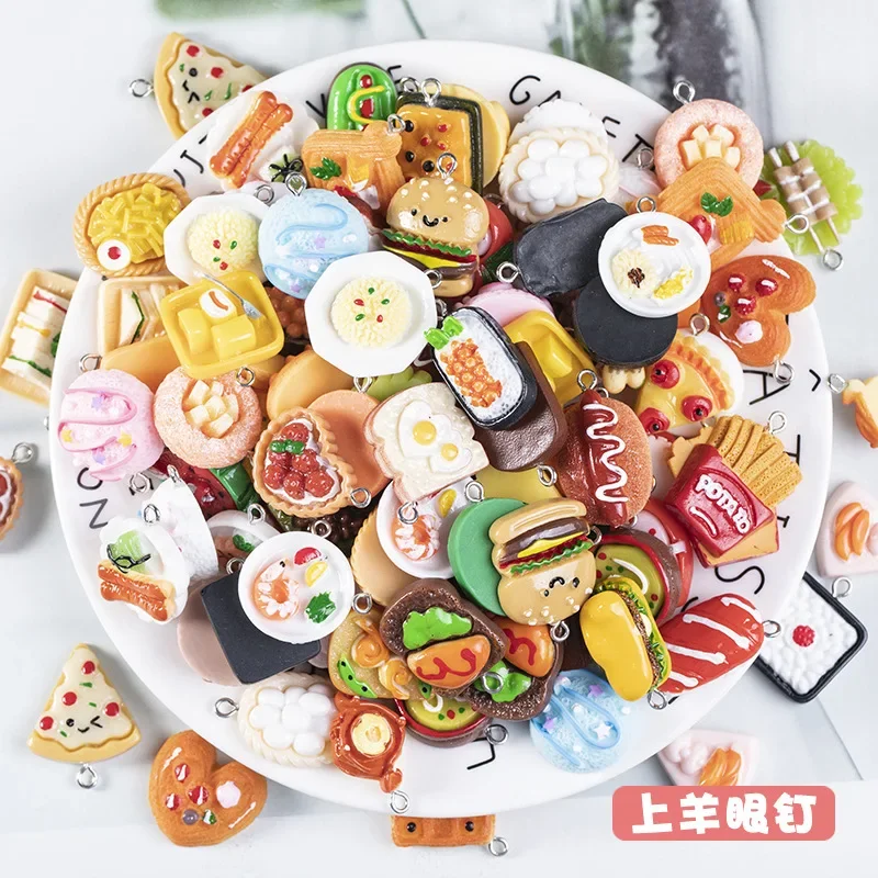 10 Pcs Simulation Stereoscopic Food Toys Random Mixed Doll House Decoration Phone Case DIY Hair Card Ornament Accessories
