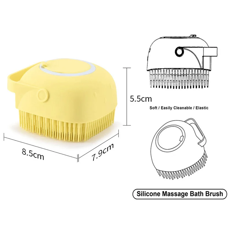 Pet Bathing Brush Pet Silicone Bath Cleaning Massage Brush Shampoo Shower Gel Bathing Brush Cat Dog Cleaning Grooming Supplies