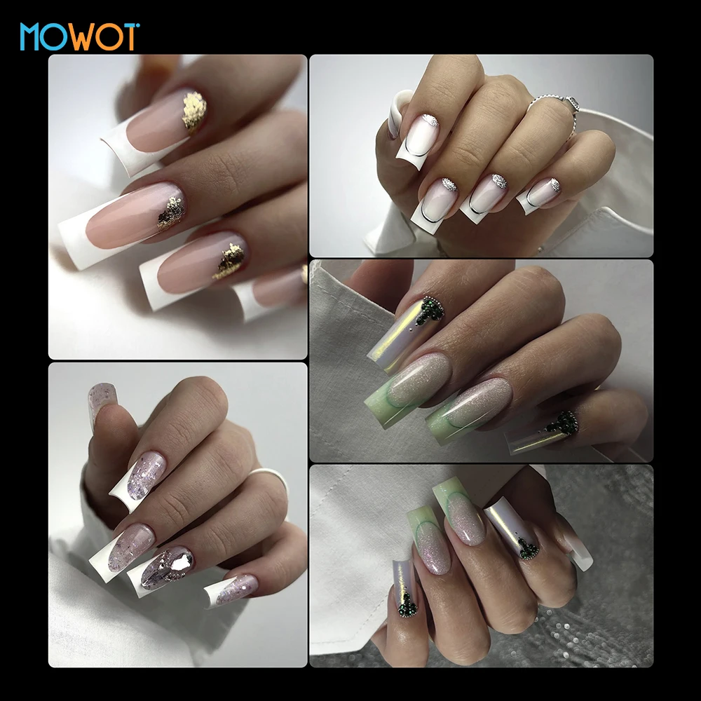 MOWOT 150pcs French Square Dual Forms Nail Molds for Poly Nail Gel Extension Top Forms Full Cover Acrylic False Nail Tips Molds