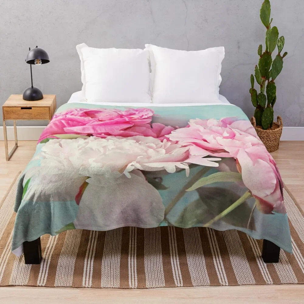 3 peonies Throw Blanket Blankets Sofas Of Decoration Bed Blankets For Sofas Blankets