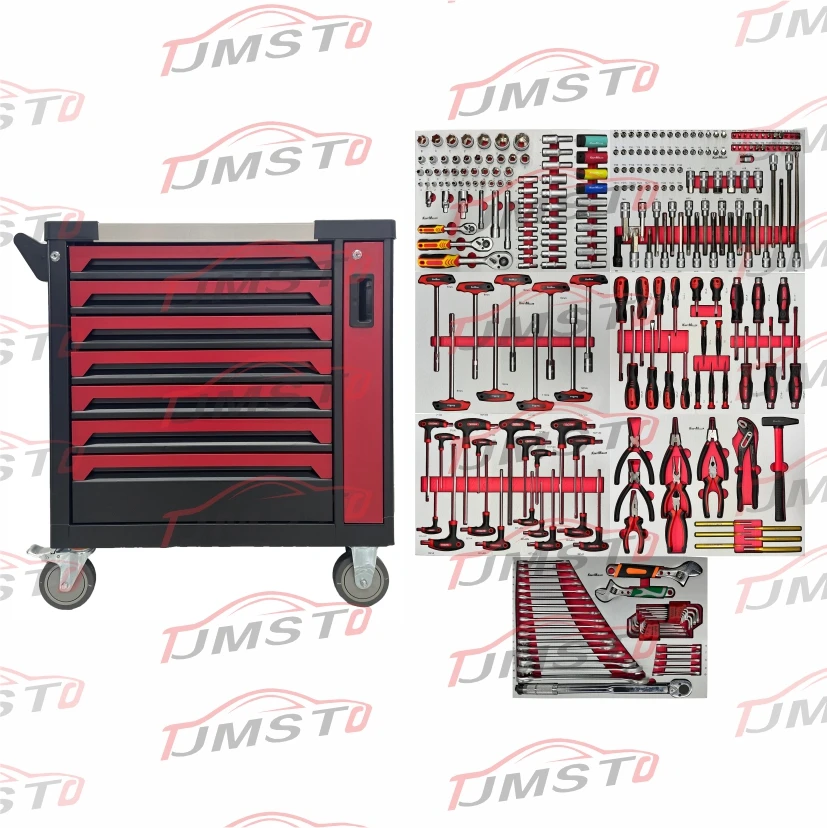 296-Piece Professional Tool Set In 7-Drawer Steel Cabinet For Automotive And Home Repair