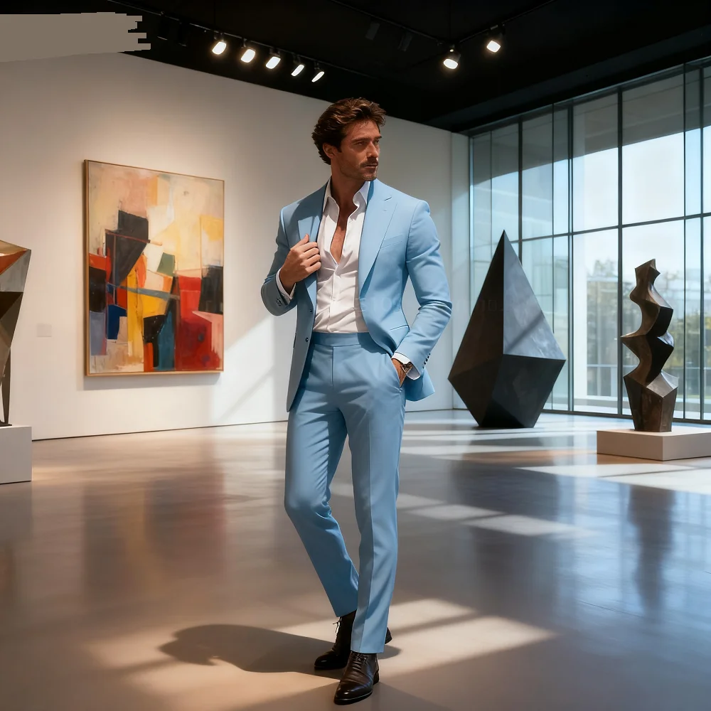 

Classic Slim Fit Men's Business Suit Notch Lapel 2-Piece Blazer And Pants Set for Wedding Prom Groomsmen Elegant Formal Wear