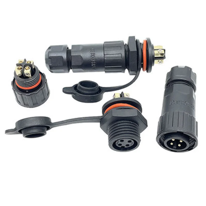 IP68 Waterproof Wire Connector Electrical Cable 2 3 4P Outdoor Plug Socket Waterproof Straight Connector Quick Screw Connection