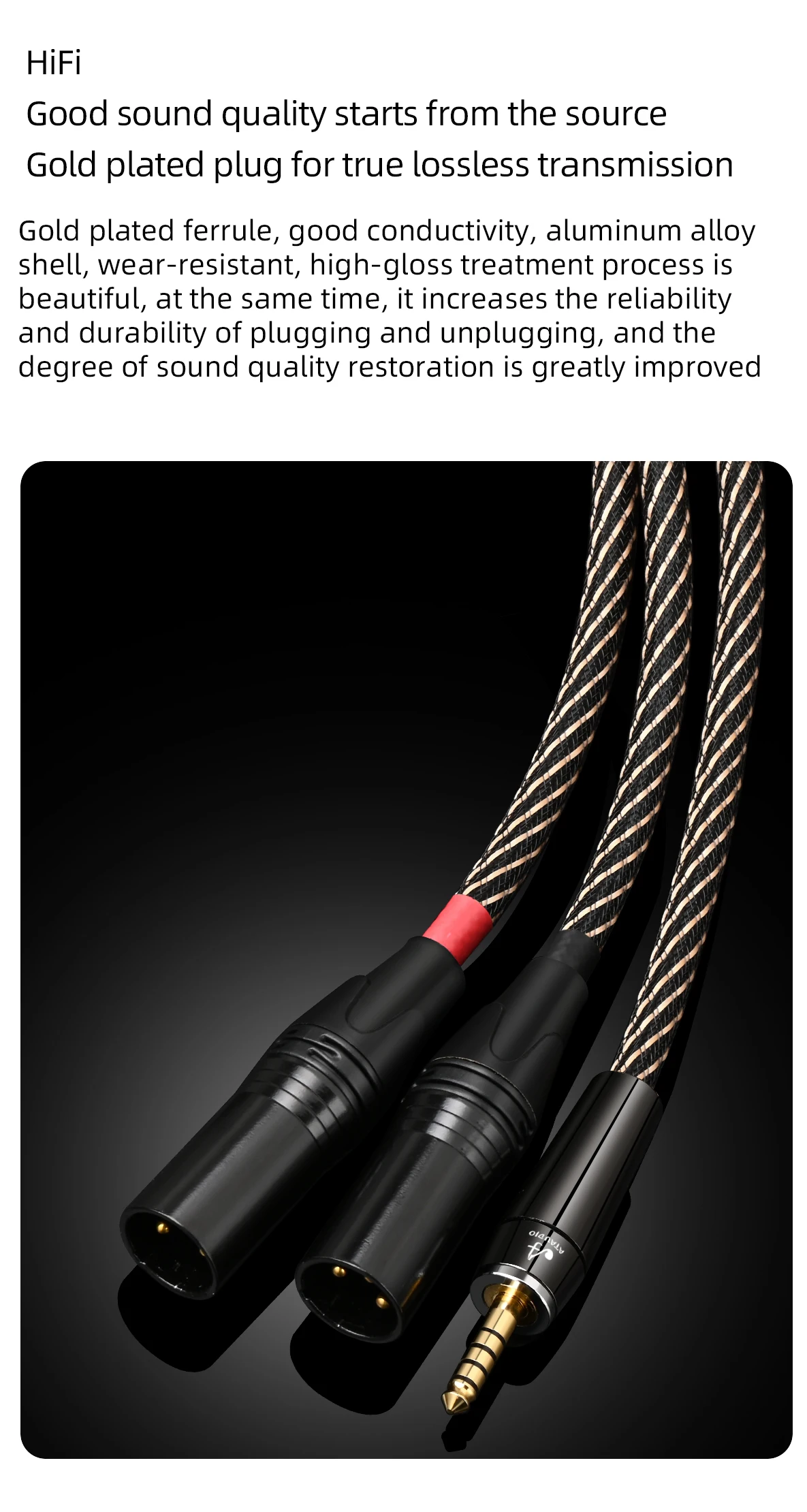 HiFi Audio 4,4 mm auf XLR-Kabel Hi-End 6N OFC symmetrische 4,4 mm Klinke auf 2XLR männlich oder weiblich Adapter Y-Splitter-Kabel für Mixer-Player – Detail 8