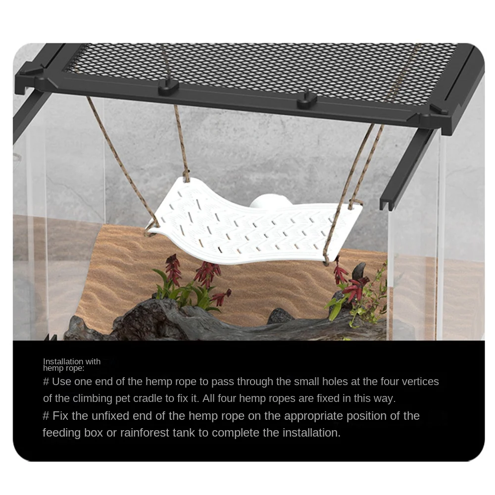 Waterproof Reptile Hammock Swing Perch with Rope Suction Cup Pet Cradle Crawler Easy To Clean Space Saving Sun Mat Hammock