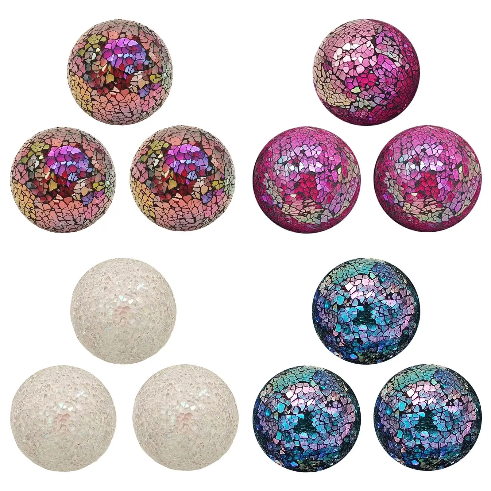 Bolas de mosaico de vidrio, placa moderna de 8cm, bolas de esfera de mosaico para cuencos, chimenea, mesas de comedor de boda, jarrones, 3 uds.