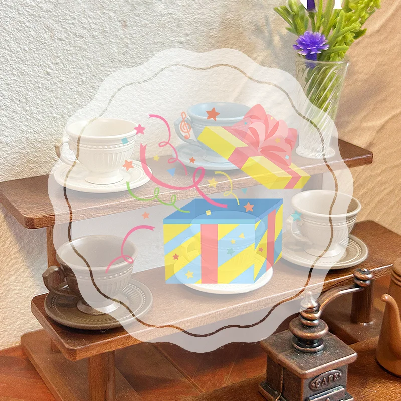 2 szt. Miniaturowe naczynia do domku dla lalek, zestaw filiżanek i talerzyek z pionowym wzorem, model zabawki, akcesoria do domku dla lalek