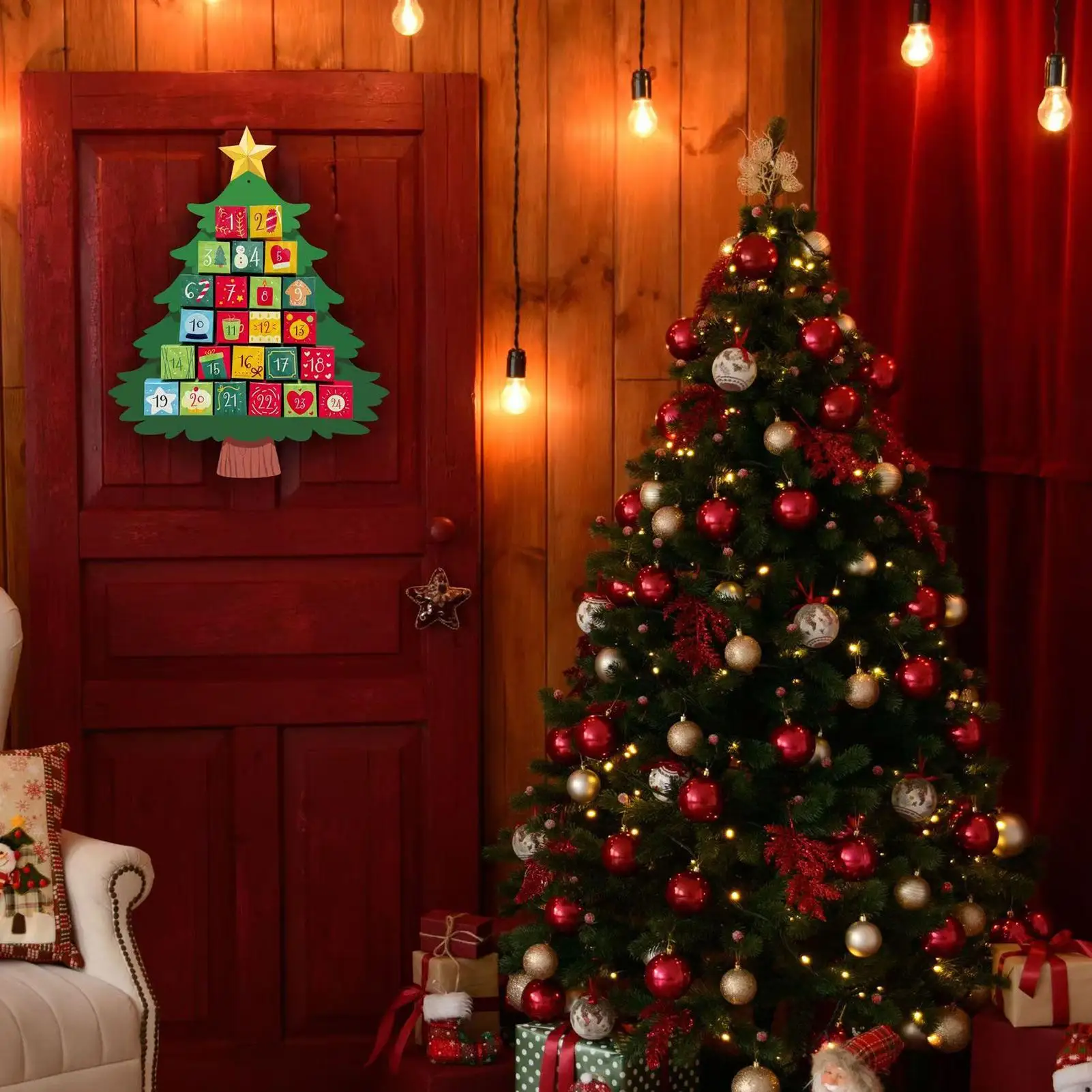 

Рождественский календарь обратного отсчета, 24-дневные приключенческие украшения, елочные украшения ручной работы для зимнего праздника, вечеринки, домашней стены