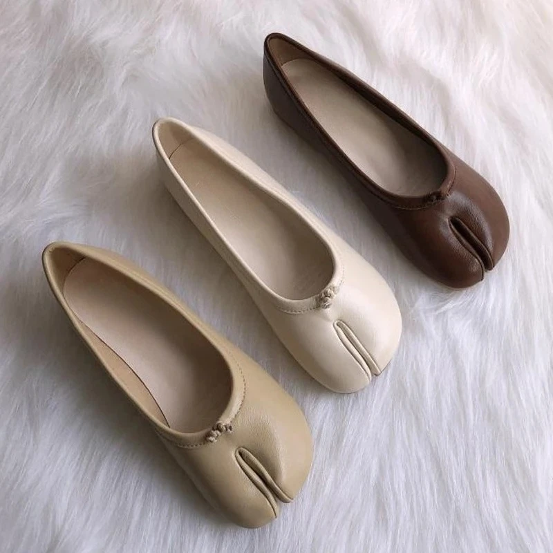 Tabi Ninja Shoes Woman Microfiber Leather Comfy Flats Split Toe Slippers Soft Bottom Loafers Brief Ladies Trotter Moccasins 2025