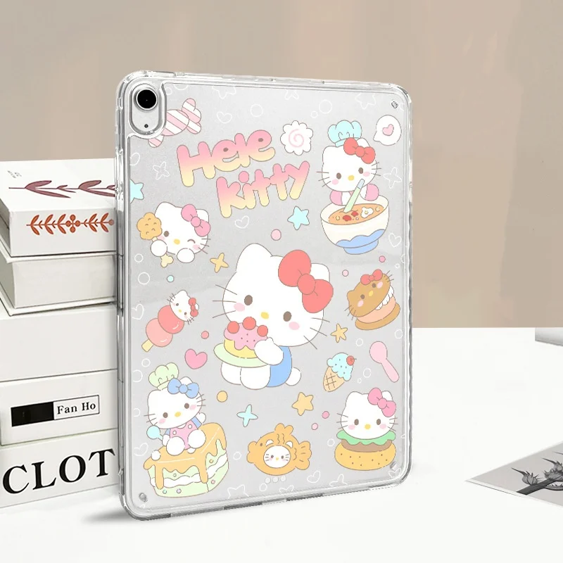 

Kawaii Hello Kitty 360° Rotatable IPad Case for 2025 11th Gen Pro 11" Air 6 10.9" IPad 10 10.2" Clear Acrylic Shockproof Cover