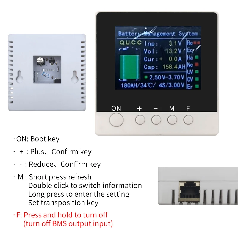 Qucc 10S~16S-B Different ports relay 500A Smart BMS 36V 48V Active balancing 5A