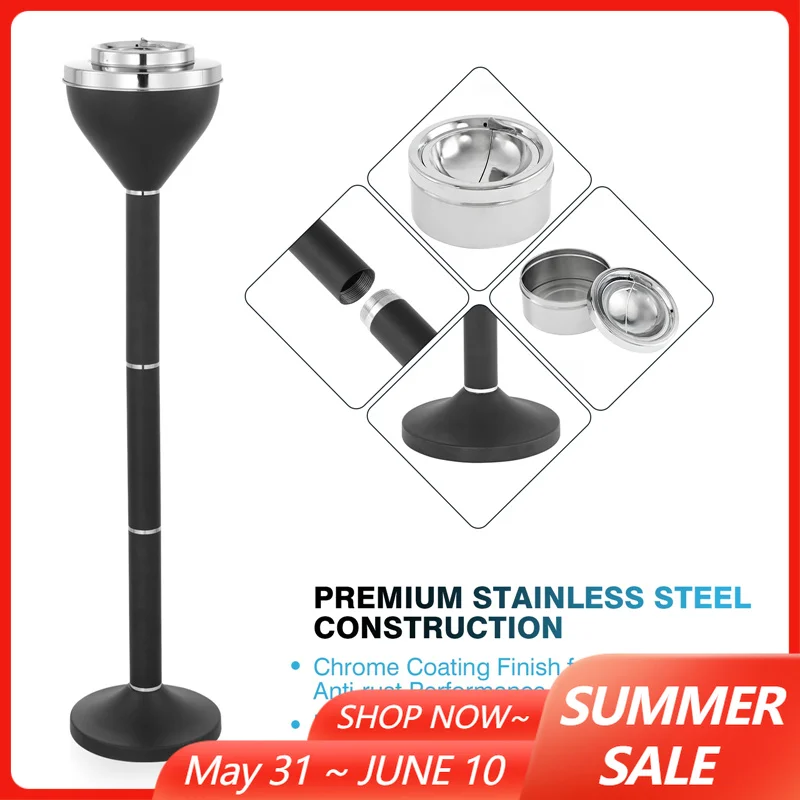 

Adjustable Outdoor Standing Ashtray Toilet Patio Windproof Push Down Floor Stand Ashtray with Lid for Cigarettes KTV Office Home