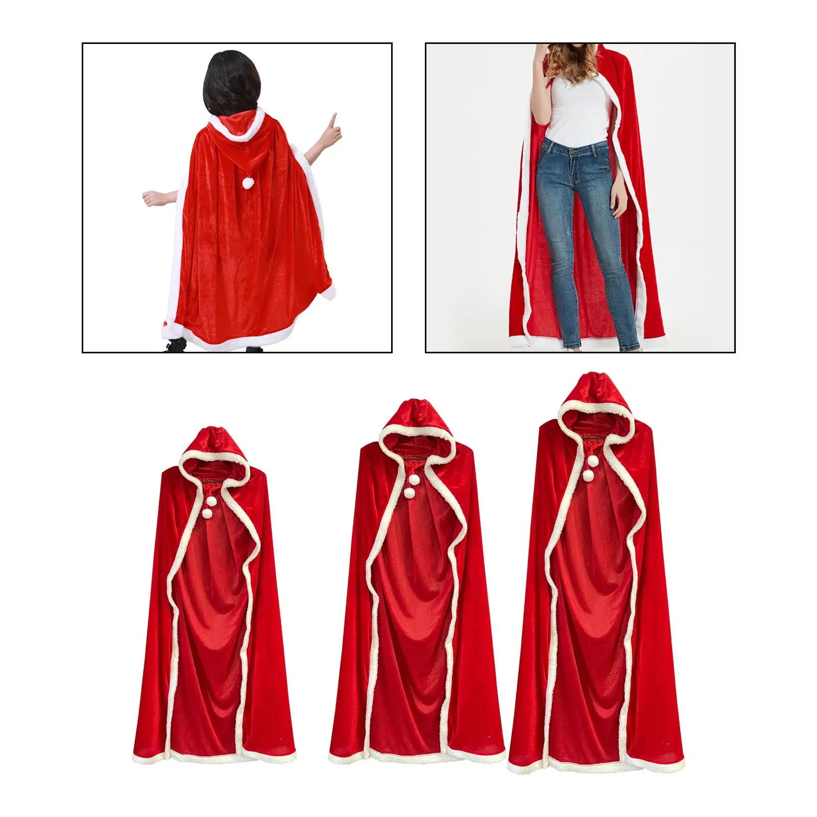 

Праздничная бархатная накидка с капюшоном для праздничного наряда — костюм унисекс на Рождество и Хэллоуин