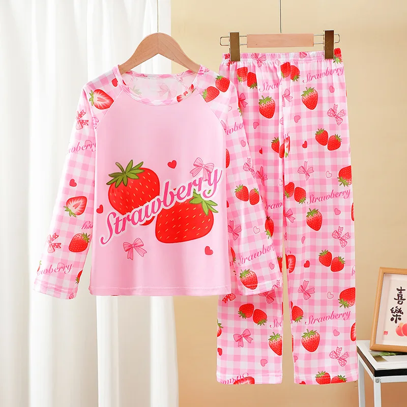 Frühling Herbst Kinder-Pyjama-Set Langarm-Homewear-Set Cartoon Lässige Baby-Dünnpyjamas Klimaanlagen-Bekleidungsset – Detail 2