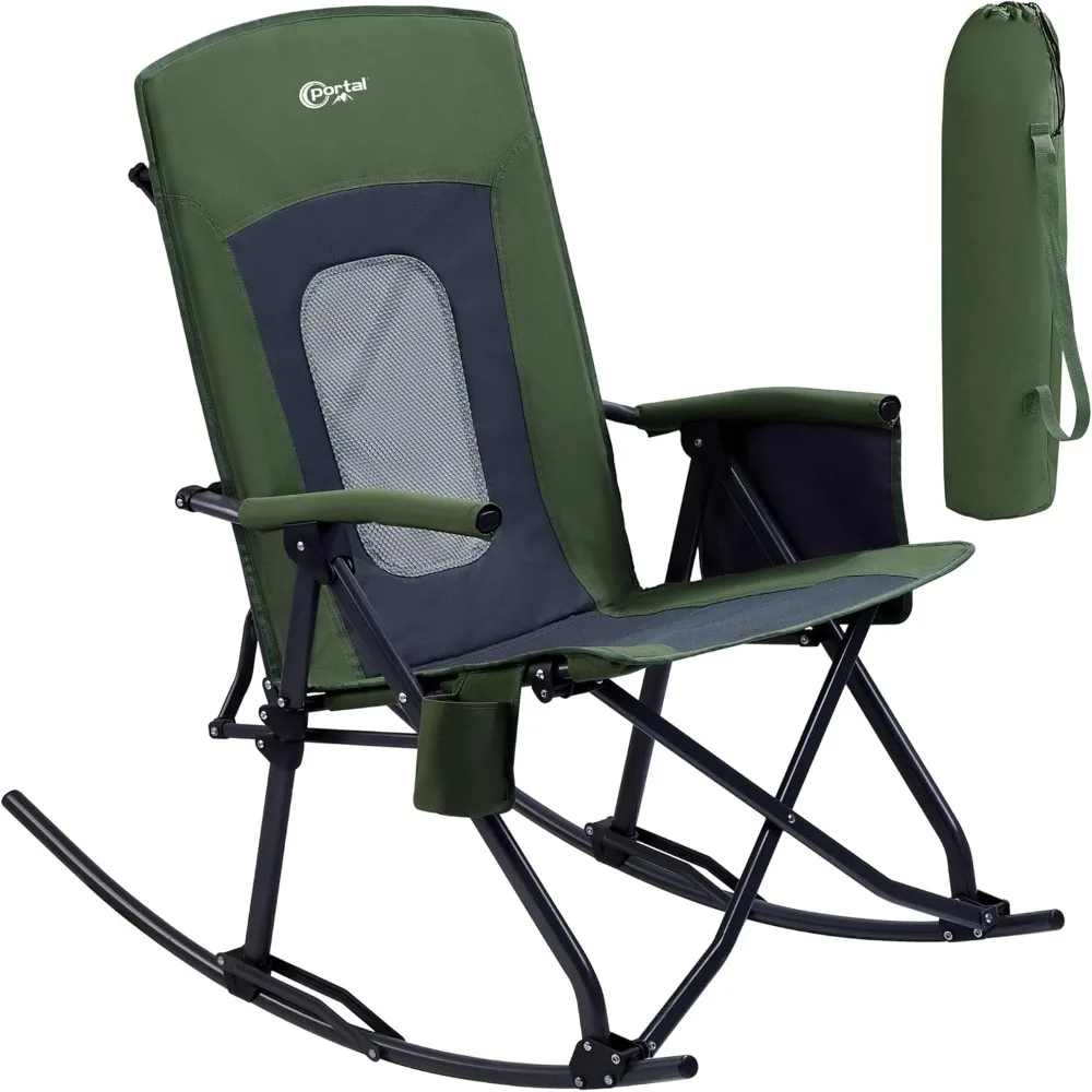 

PORTAL Oversized Folding Rocking Camping Chair Portable Outdoor Rocker with High Back Hard Armrests Carry Bag, Supports 400 lbs